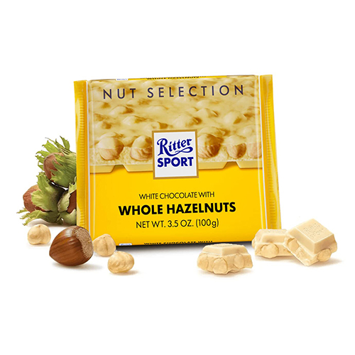 Chocolate bar white premium with whole nuts 100 g Ritter Sport