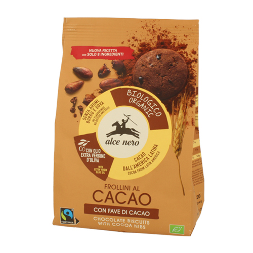 Organic biscuits with Alce Nero cocoa, chocolate chips 250 g