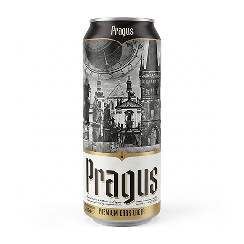 ჩეხური ლუდი / Pragus / შავი, ქილა 4.7% 24*0.5ლ