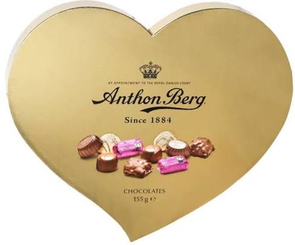 გულის ფორმის ბომბონერი/ Anthon  Berg/ შოკოლადების ასორტი 9*155 გრ