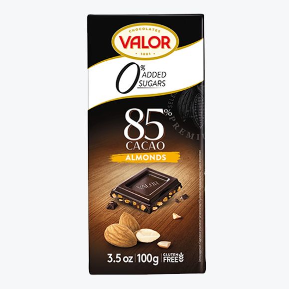 Chocolate /Valor/ sugar-free (steviat) 85% black, with almonds 102*100 g