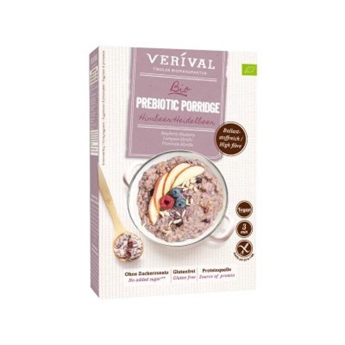 ორგანული შვრიის ფაფა / VERIVAL / ჟოლოთი და მოცვით, პრობიოტიკით, უგლუტენო 6*350გ