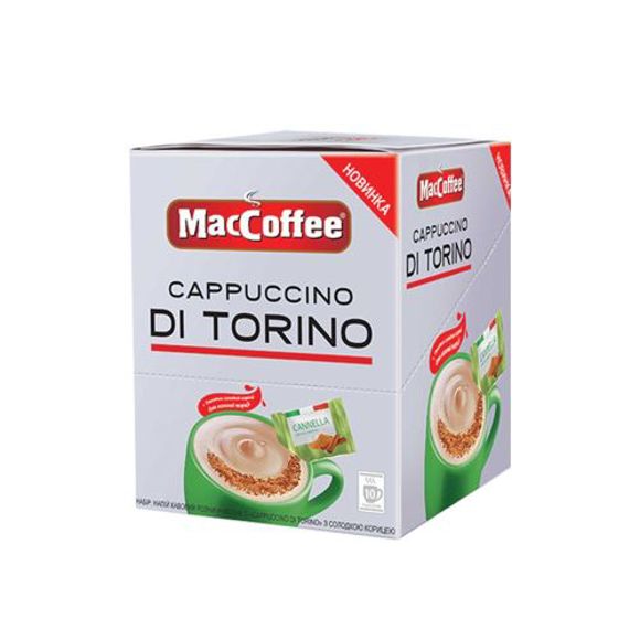 ხსნადი ყავა / მაკ-კოფე კაპუჩინო ,,DI TORINO" დარიჩინით / 10 ცალი ...