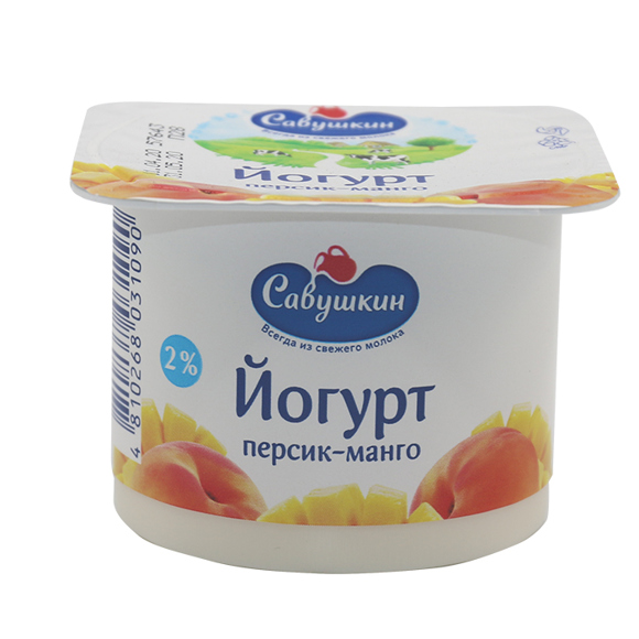 Yogurt / Savushkin product / 2% with peaches and mango 120 gr