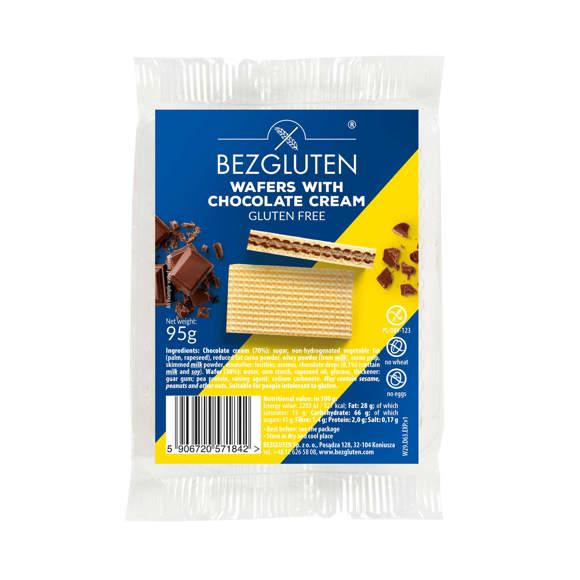 Waffle / BEZGLUTEN / with chocolate filling, gluten-free 95 gr