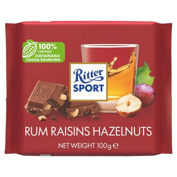 Chocolate Ritter Sport Milk, with rum, raisins and nuts 100 g