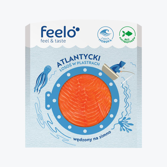 Fish - /FREEZCO/-/FEELO/ pieces of smoked salmon from the Atlantic Ocean 70*100g