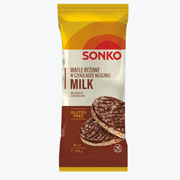 Rice biscuits/Sonko/ with milk chocolate, gluten-free 28*65g