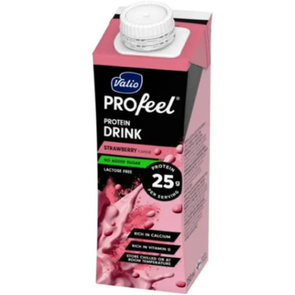 პროტეინის სასმელი /Valio/ "Profeel" მარწყვის/ უშაქრო, ულაქტოზო / 15*250 მლ