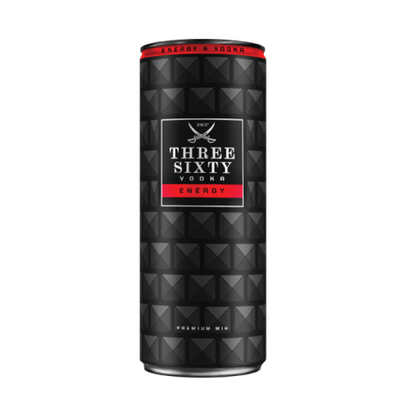 კოქტეილი/ Three Sixty/ ენერგეტიკული სასმელი არყით/ 10 %/ 12*330 მლ