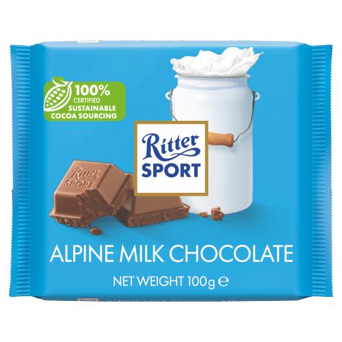 შოკოლადი ალპური რძით - Ritter sport/ რიტერ სპორტი - 100გრ
