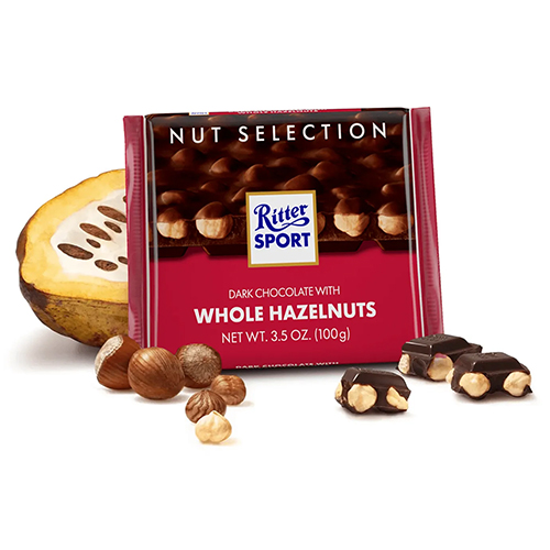 შავი შოკოლადი მთლიანი თხილით - Ritter sport/ რიტერ სპორტი - 100გრ