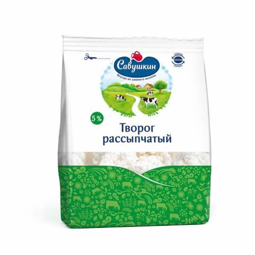 Cottage cheese / Savushkin product / loose, 5% 350 gr