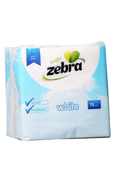 ხელსახოცი / ZEBRA / White / 33*33 75 pcs / (ზებრა ხელსახოცი თეთრი)