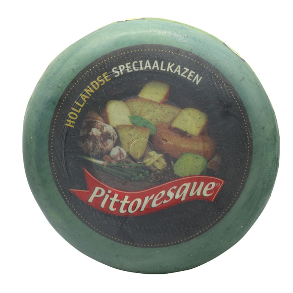 Cheese /ZIJERVELD/ "Pitoresco" Gouda 50%, with green pesto 5 kg