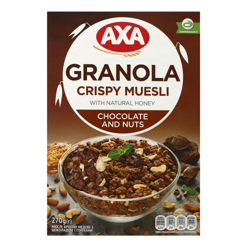 Muesli / AXA with honey chocolate nuts / 270 gr