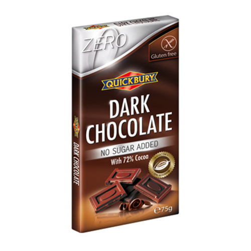 QUICK BURY - Dark sugar-free chocolate 72% 75 gr