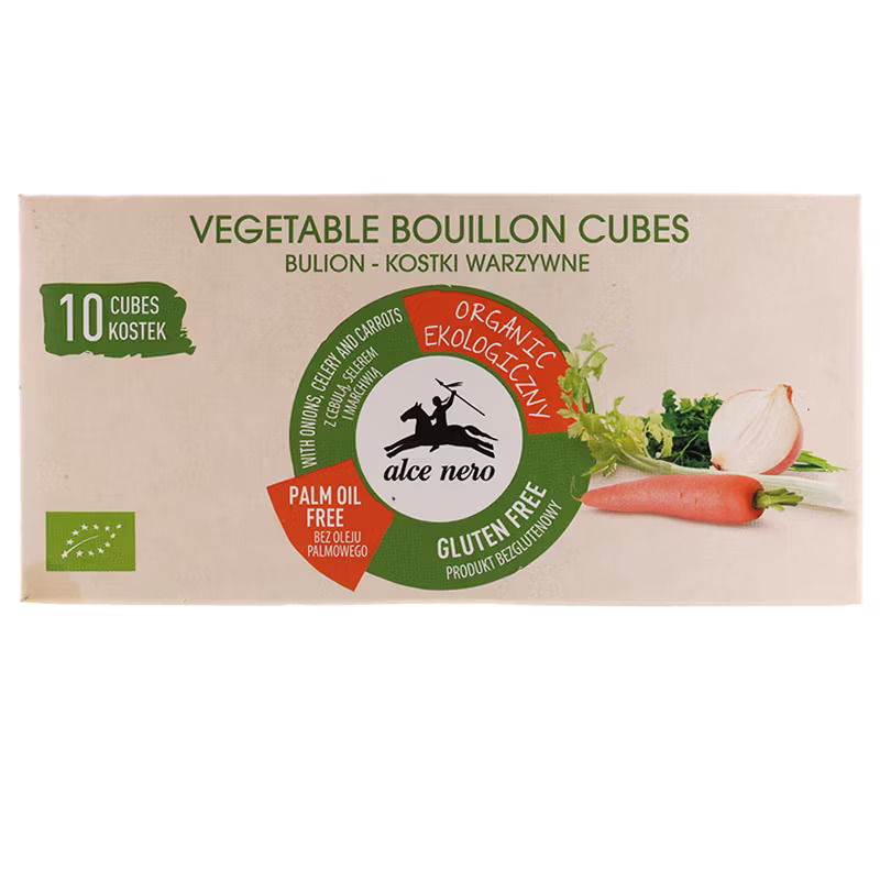 ბოსტნეულის ბულიონის კუბები ბიო 100გ Vegetable Bouillon Cube Palm Oil Free Bio 100g Alce Nero