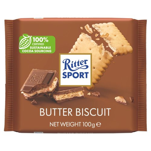 რძიანი შოკოლადი კარაქის ორცხობილით - Ritter sport/ რიტერ სპორტი - 100გრ