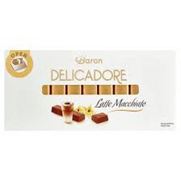 შოკოლადი /DELICADORE/რძიანი, ლატე მაკიატოს შიგთავსით 12*200გ.