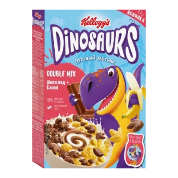 ბურბუშელა "შოკოლადის და ბანანის მიქსი / Kelloggs Dinosaurs / 220 გრ