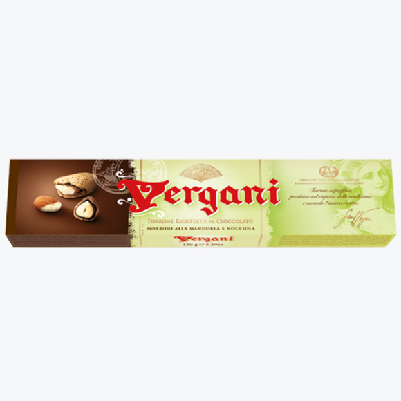 ნუგა/ Vergani/ "Torrone" რბილი ნუგა, შავი შოკოლადით და ნუშით 16*150გ