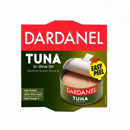 "Dardanel"- თევზის კონსერვი თინუსი ზეითუნის ზეთში 140გ