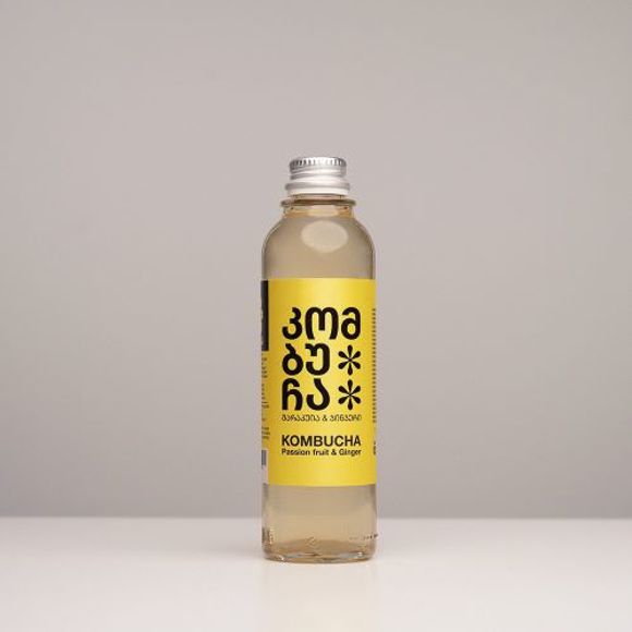 Soft drink kombucha / passion fruit and ginger / 330 ml