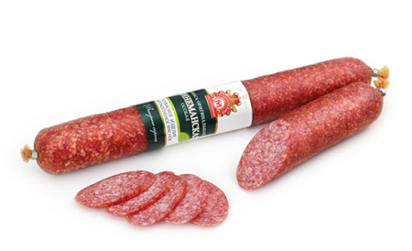 Sausage / Grodensky / "Prinemanskaya", original, raw smoked