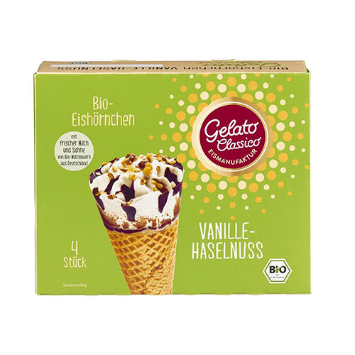 ორგანული ნაყინი / Gelato Classico / კორნეტო, ვანილის, თხილით 8*440მლ