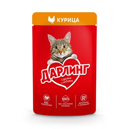 "DARLING"- კატის საკვები ქათმის.ხორც 26x75გ