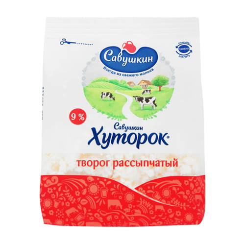 Cottage cheese / Savushkin product / loose, 9% 8 * 350 gr